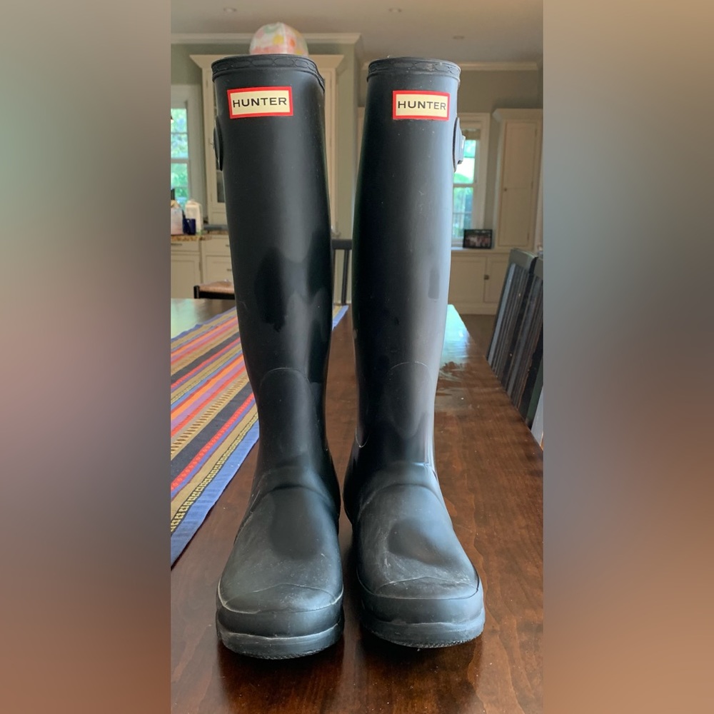 Hunter Size 7 tall,  matte black rain boots